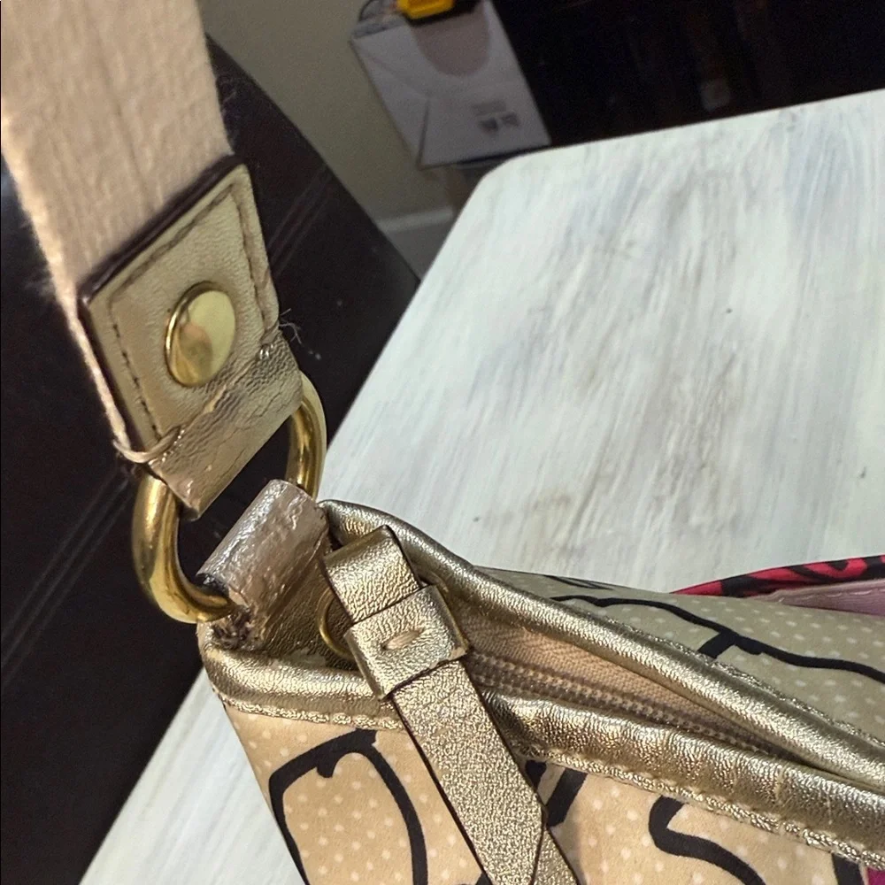 Coach Poppy Beige and Pink Floral Graphic Shoulder Bag